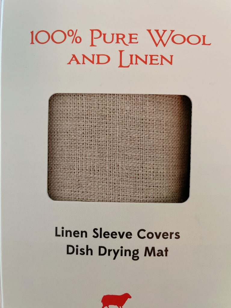 Wool Dish Drying Mat with Linen Sleeve